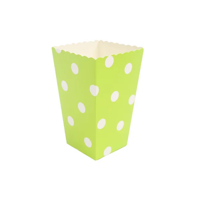 WALMD 6pcs Popcorn Box Colorful Chevron Stripes Dot Gold Gift Box Party Favour Wedding Pop Corn Kid Party Decoration Bags Loot Green Dot