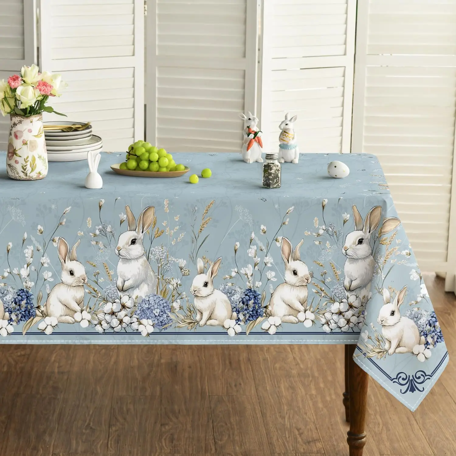 Easter Tablecloth Rectangle Waterproof Party Decor Farmhouse Kitchen Dining