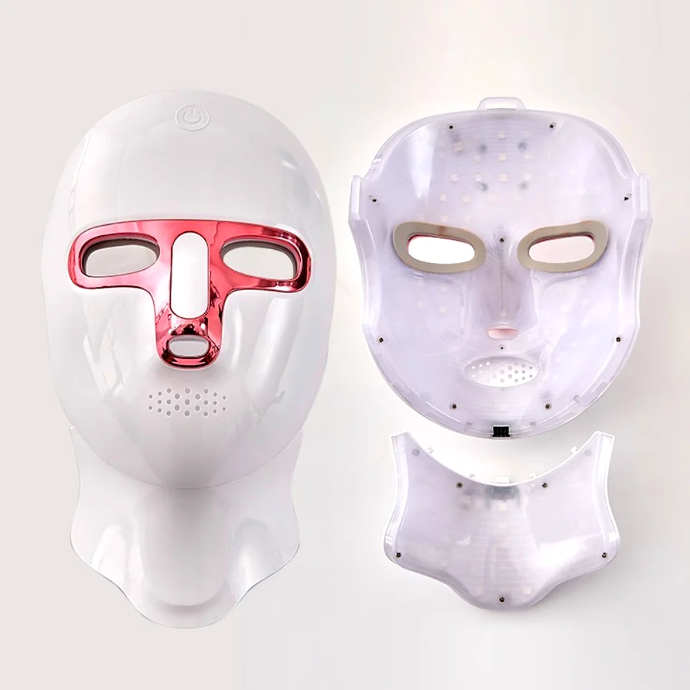 LED Facial Mask Face and Neck 7-1 Colors Light Therapy Skin Beauty Red Light Facial Mask Wireless Rechargeable at Home Use face mask led facial mask facial neck mask