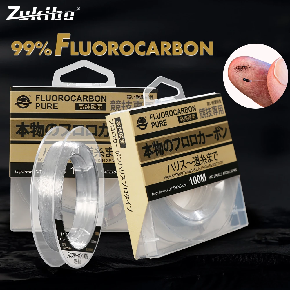 Bas de ligne fluorocarbone ZUKIBO 99% japonais 100m pour pêche carpe monofilament coulante