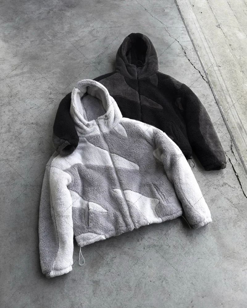 Retro High Street Clothing Fashion Spliced Oversized Jacket Men Y2K European and American Casual Hooded Zipper Coat Women womens jacket men jacket