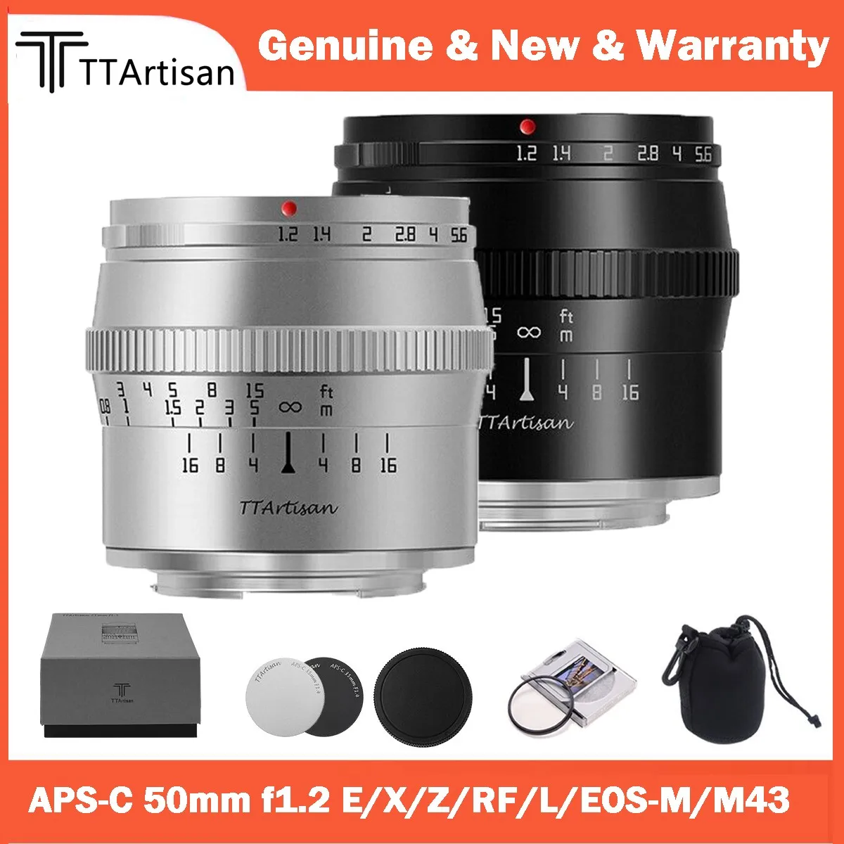 

TTArtisan 50mm F1.2 APS-C Large Aperture Portrait Camera Lens for Sony E Mount Fuji X Canon M Nikon Z Panasonic Olympus M43 Lens