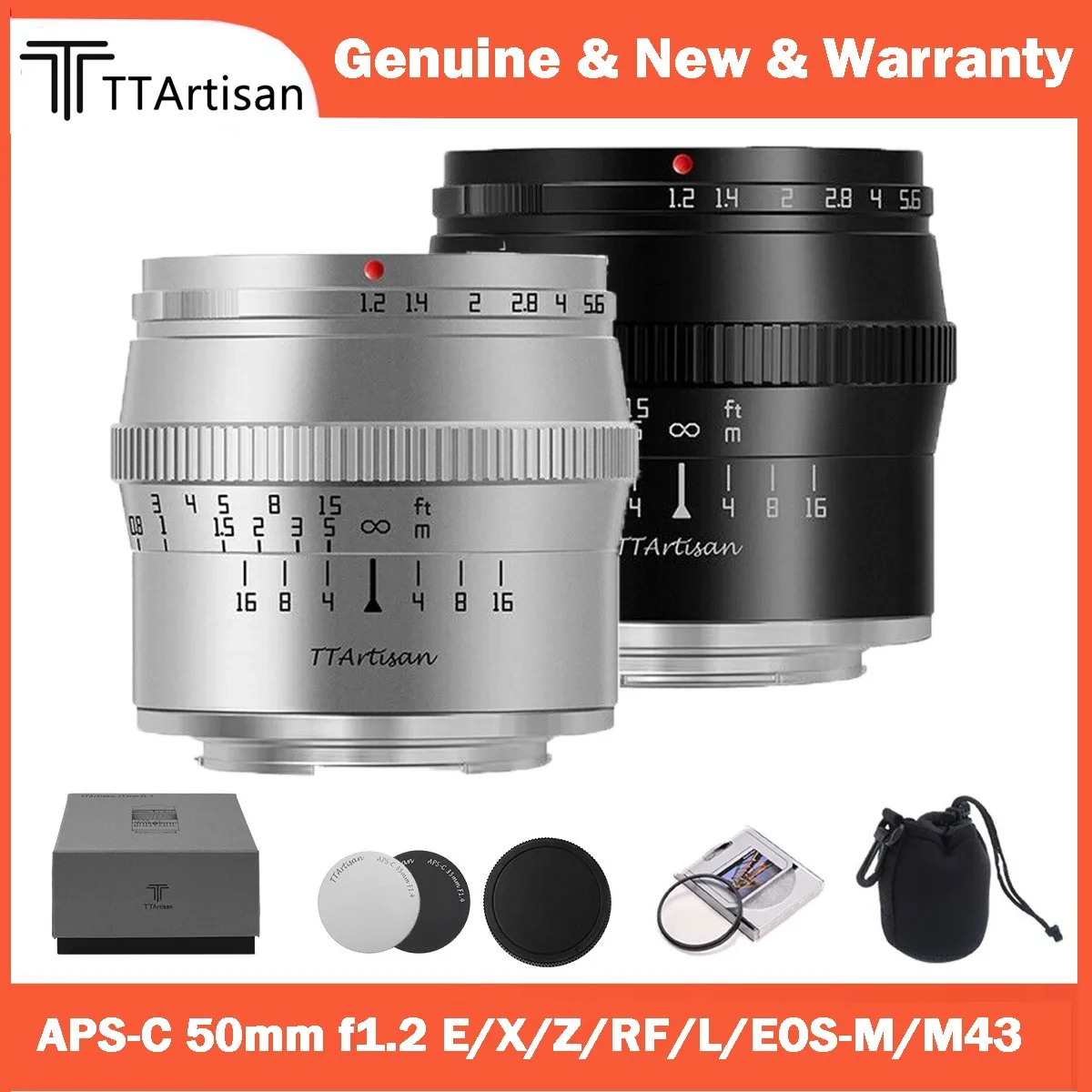 Ttartisan 50Mm F1.2 Aps-C Obiettivo Per Fotocamera Verticale Ad Ampia Apertura Per Obiettivo Sony E Mount Fuji X Canon M Nikon Z Panasonic Olympus M43