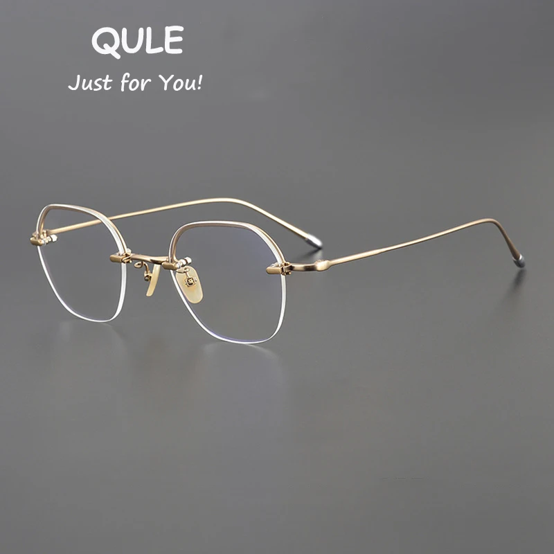 

Vintage Polygon Titanium Half Glasses Frames Men Women Business Spectacle Myopia Reading Progressive Prescription Eyeglasses