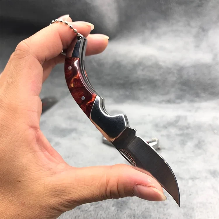 Stainless Steel Cut Fruit Knife Wooden Handle Folding Knife Household Melon Fruit Paring Vegetables Pocket
