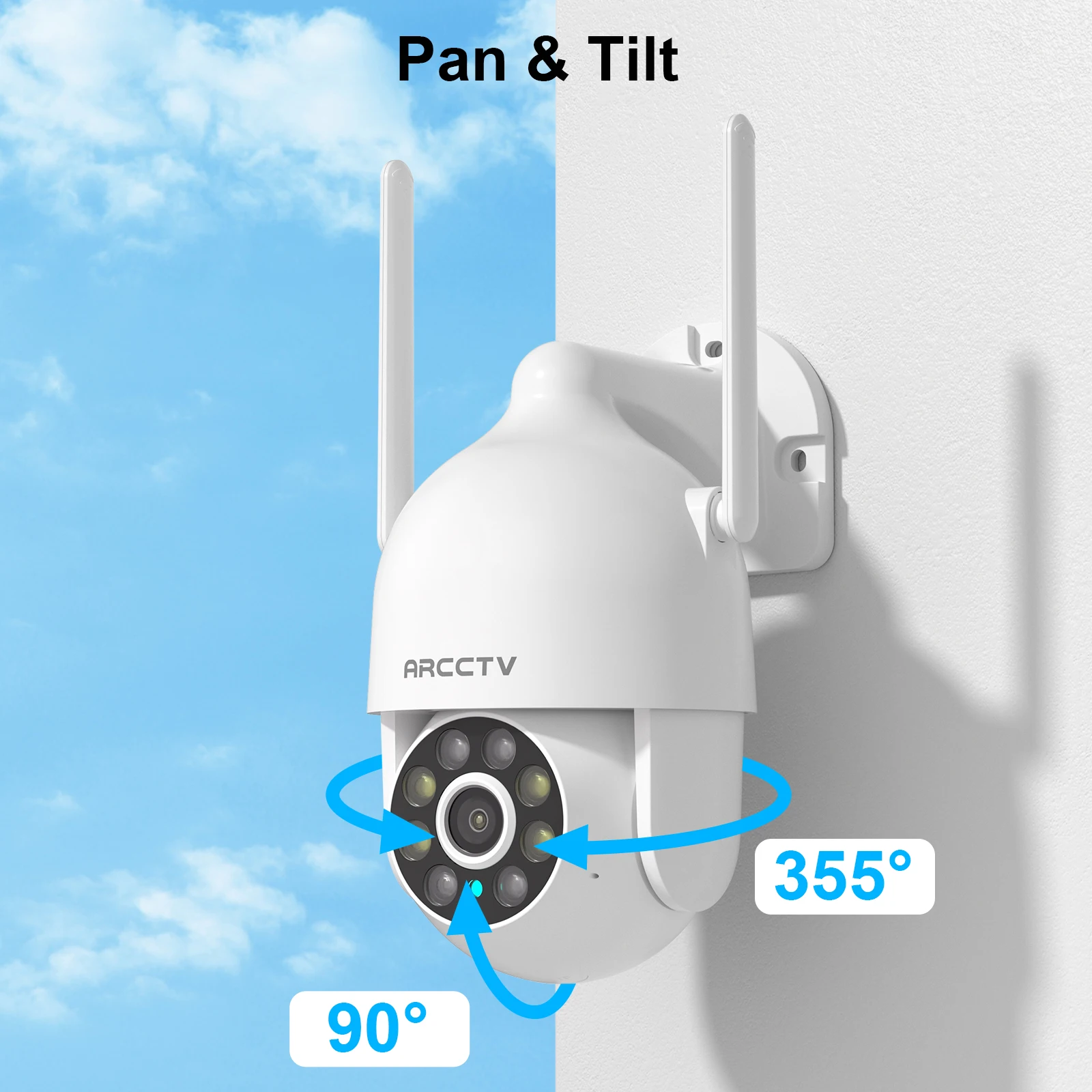 ARCCTV 1296P Wifi Security Camera Outdoor Surveillance Camera 24/7 HD Recording Color Night Vision With Auto Track Two Way Audio 6