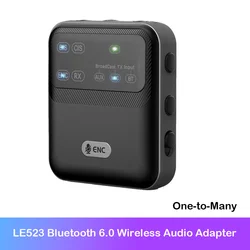 Enhanced Bluetooth 6.0 Audio Receiver & Transmitter with ENC and Microphone for Wireless Multi - Channel Broadcasting (Black)