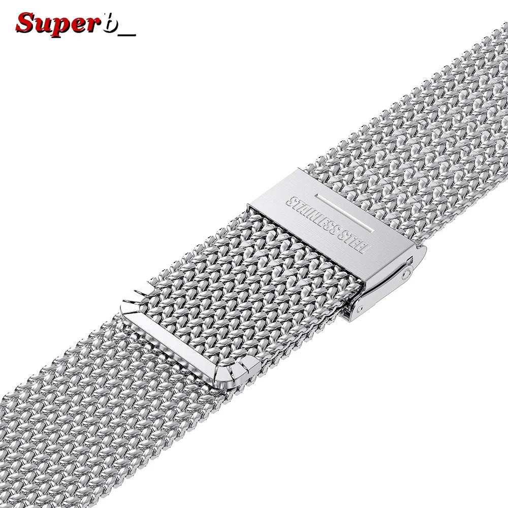 Premium Milanese Mesh Stainless Steel Watchband with Folding Buckle - Universal Strap, 16mm-20mm