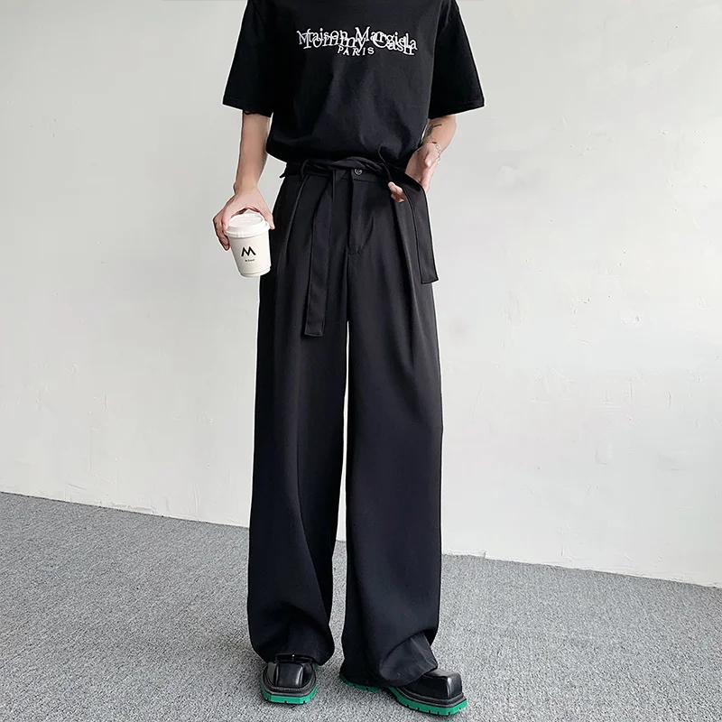 Oversized Black Suit Pants Men Fashion Social Mens Dress Pants Korean Loose Straight Wide Leg Pants Mens Office Formal Trousers