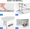 Foldable Table 6ft  Plastic Folding Table  Portable Heavy Duty Dining Table with Lock Function  Carrying Handle  Outdoor Indoor 6
