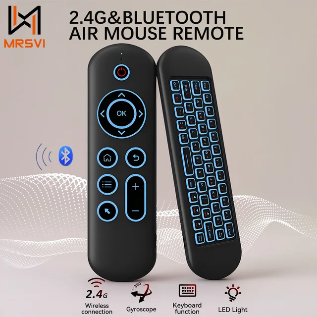 MRSVI Air Mouse Remote Control M5 Wireless 2.4G&Bluetooth With 7 Color Backlit Gyroscope Keyboard for Smart Android TV Box,PC