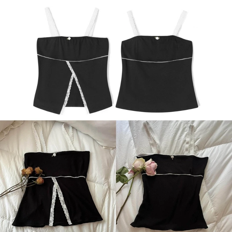 

Womens Fashion Casual Tops Vest Sleeveless Tops Vest Crop Top T-Shirt Comfortable Lace Trim Tunics Tight Shirt Vest