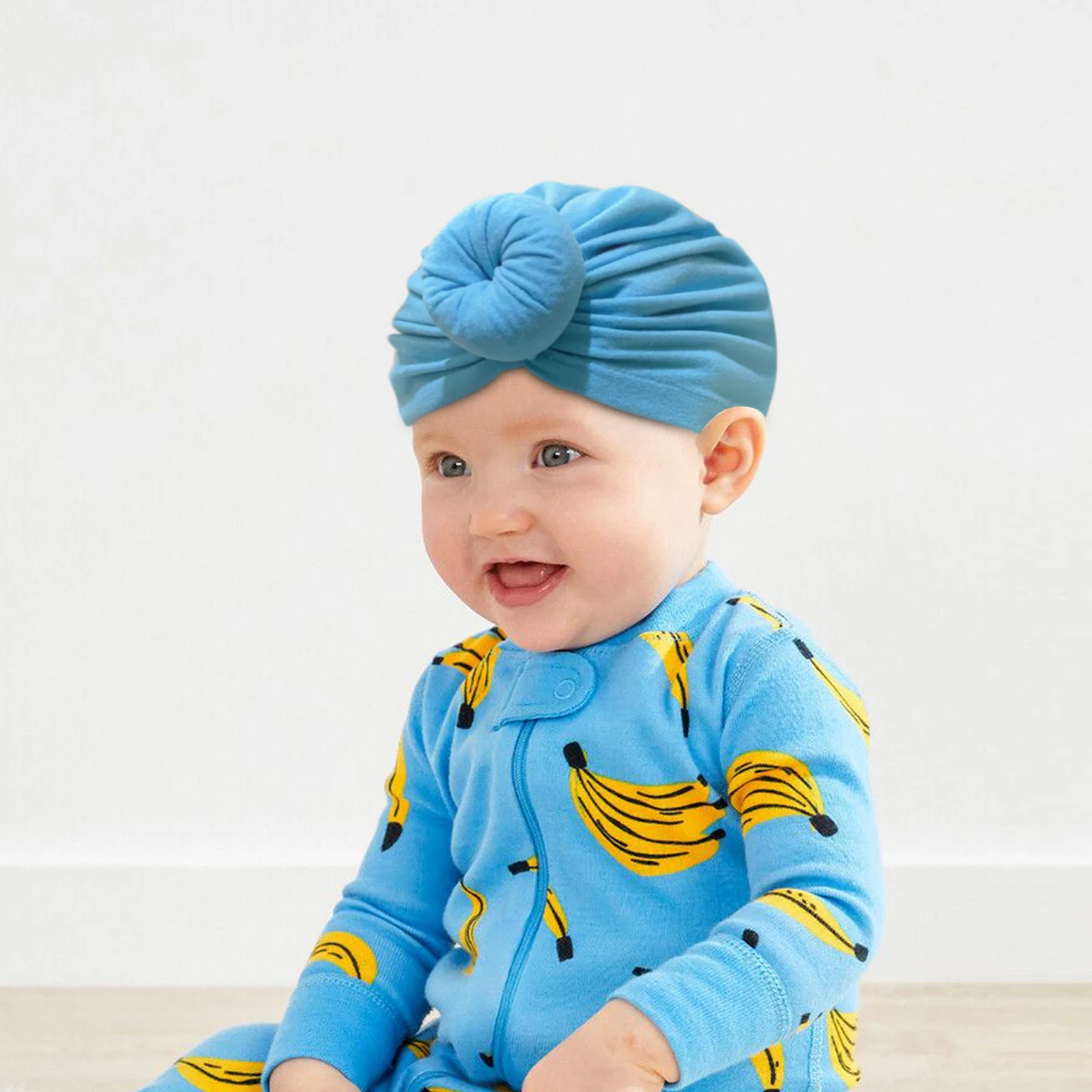 Baby Turban Hat Infant Elastic Soft Cotton Nylon Headband for Girls