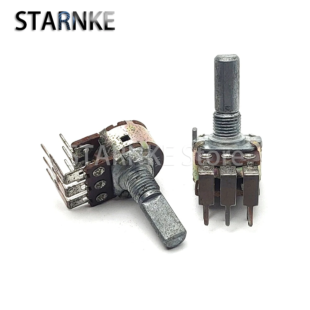 2PCS 16 Type A50K A503 Dual Vertical Bend Feet Speaker Amplifier Audio Volume Potentiometer Double Row 6-Pin D Shaft Length 20mm