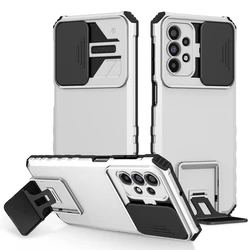 Premium Armor Shockproof Phone Case with Lens Protection & Stand Holder for Samsung A23 5G (White)