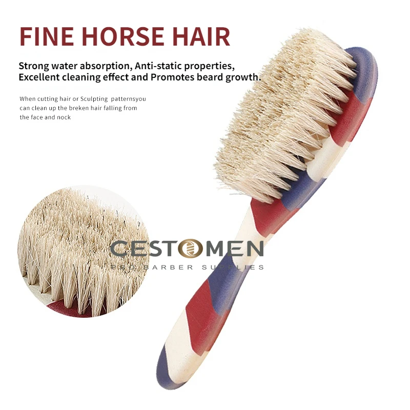 Barber Shaving Beard Brush Removal Neck Dusting Horse Hair Brushes Face Mustache Salon Cleaning Styling Tools