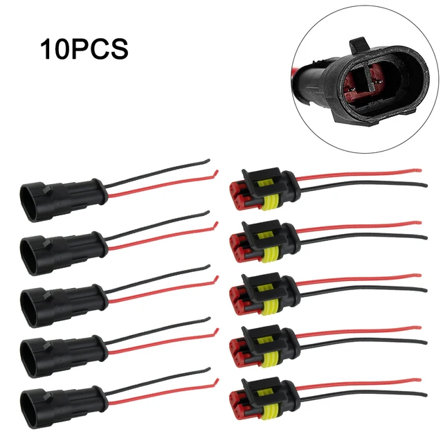 Connecteur de câble étanche à 2 broches 12V, 5 paires, prise de fil à 2  voies, Super scellé, pour voiture électrique, Automobile, motos - AliExpress