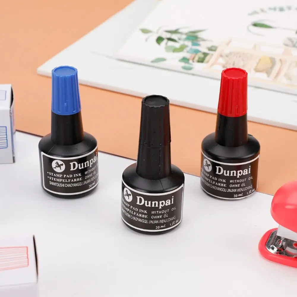 고품질 30ML 스탬프 패드 잉크 레드/블루/블랙 지워지지 않는 마커 펜 잉크 속건성 스탬프 페이스트 잉크