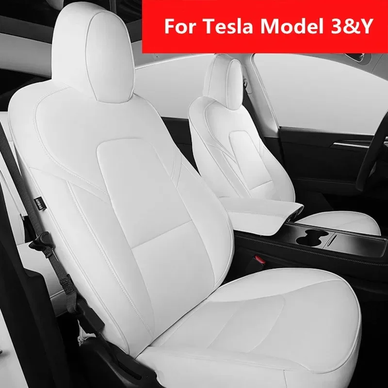 

For Tesla Model 3&Y 2017-2022 Leather Seat Covers Fully Surrounded Seat Cushion Protector Car Inteior Decor Accessories