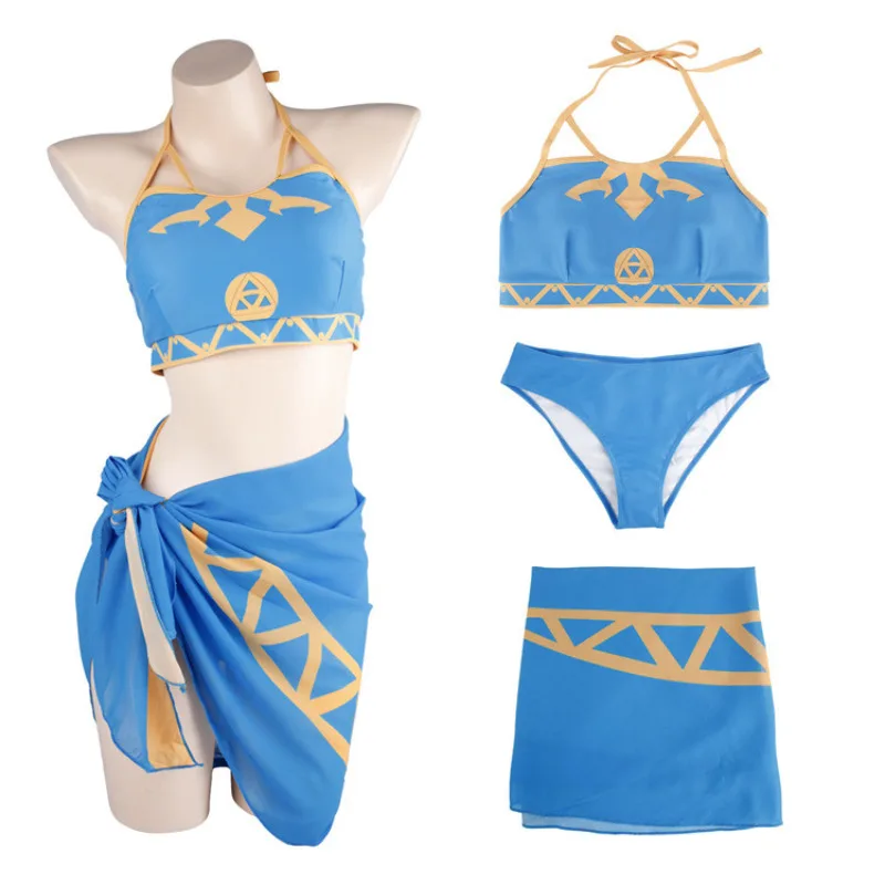 Anime Game Costume Cosplay The Legend Of Zelda Hailaru Princess Summer Costume Da Bagno Tre Pezzi Set Donna Beach Holiday Gift