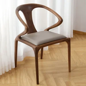 Leather Modern Dining Chairs Ergonomic Vintage Minimalist Wooden Dining Chairs Kitchen Mobile Chaises Longues Balcony Furnitures