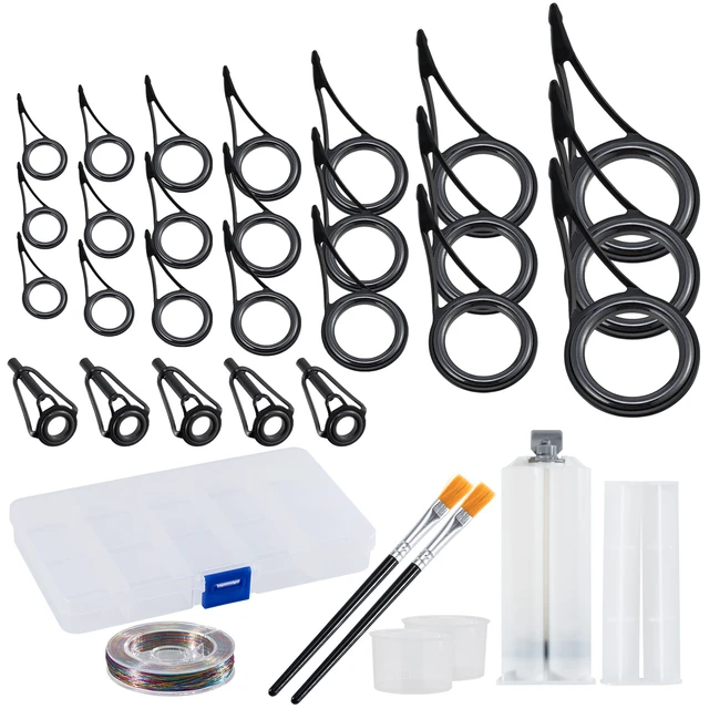 33pcs Fishing Rod Tip Guides Repair Kit with Glue Wrapping Thread Stainless  Steel Frame Ceramic Guide