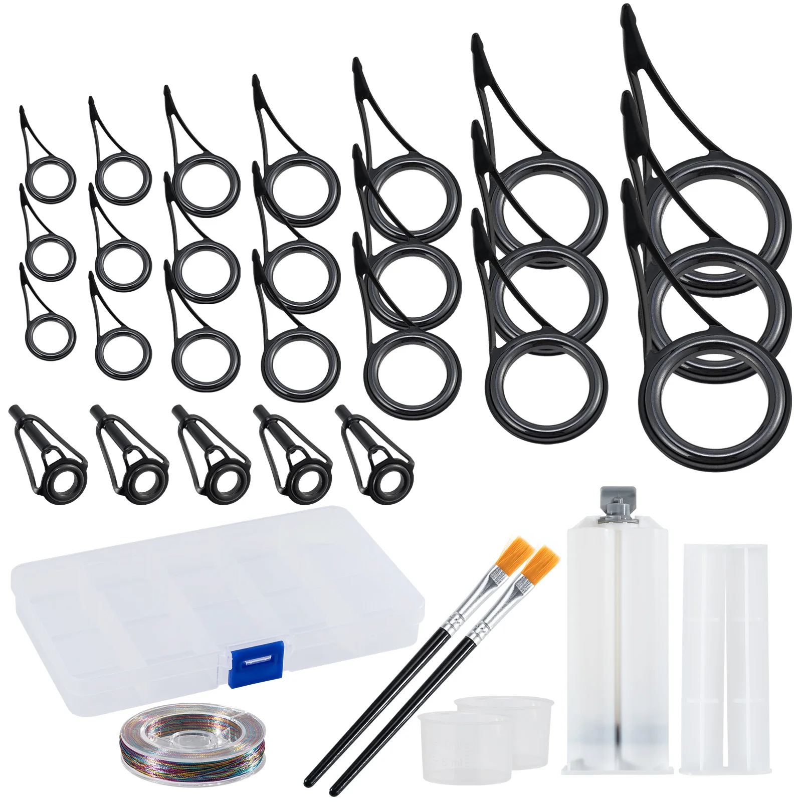 9pcs Replacement Fishing Rod Top Ring Tip Eye Guide Repair Building  Stainless Kit Set For Spin Or Casting Fishing Rod Guides