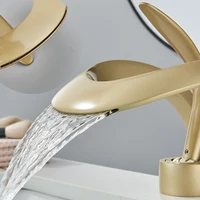 Black Bathroom Basin Taps Single Handle Waterfall Faucet Solid Brass Basin Mixer Taps Creative Hollowed Out Design Water Tap 3