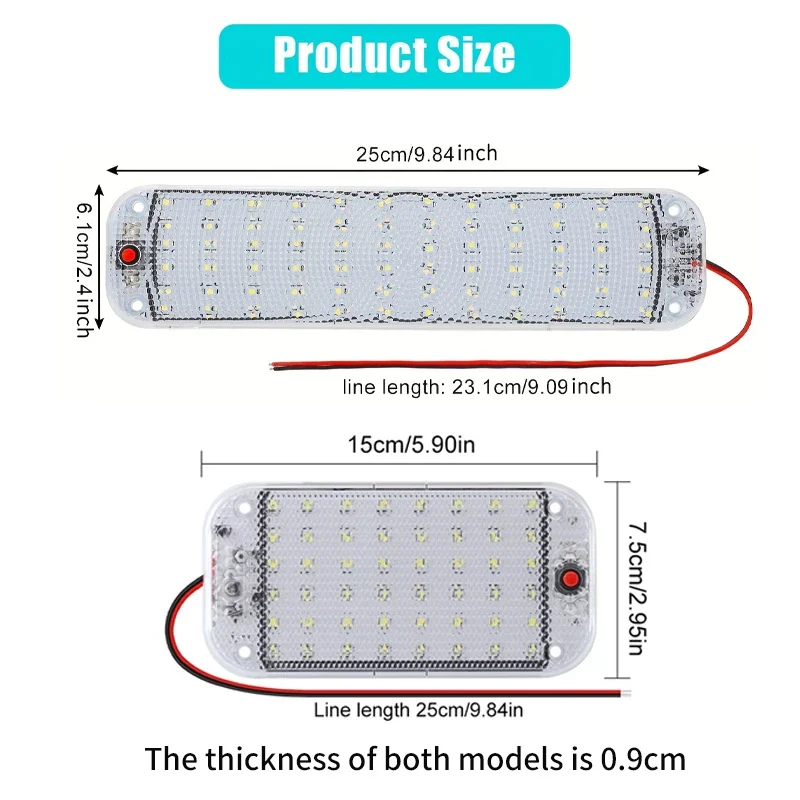 1pc 12V-80V Car Interior Led Light Bar White Light Tube With Switch For Van Lorry Truck RV Camper Boat Indoor Car Ceiling Lights