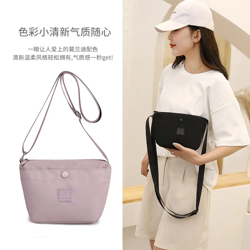 

Simple Nylon Women's Hobos Shoulder Bag Solid Color Female Portable Padded Messenger Bags New Design Girls Small Purse Handbags