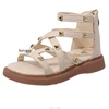 Summer New Kids Sandals Girls Princess Rivet Sandals Soft Children Beach Shoes Fashion Roman Sandals Size 21-36 Versatile 6