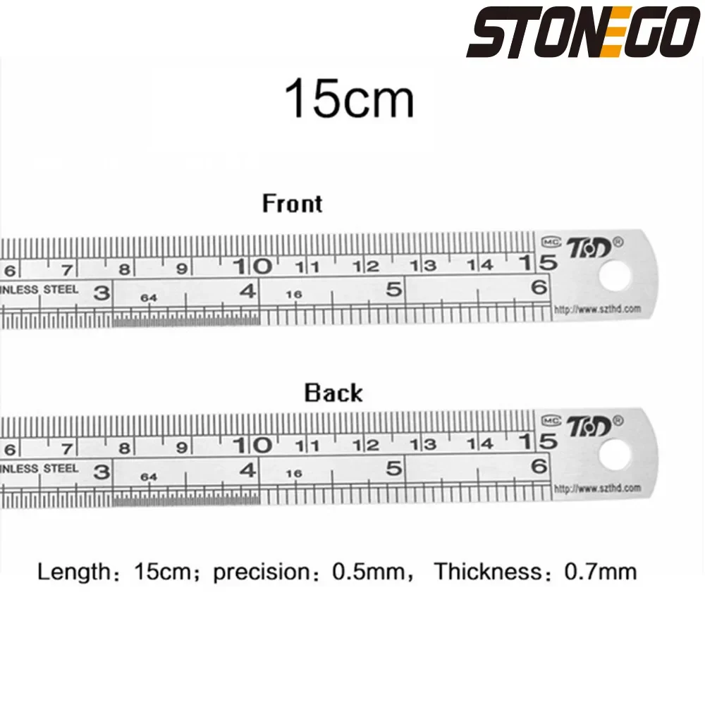 Premium Stainless Steel Ruler Set - Precision Double-Sided Graduation Scale, 5-Piece Collection