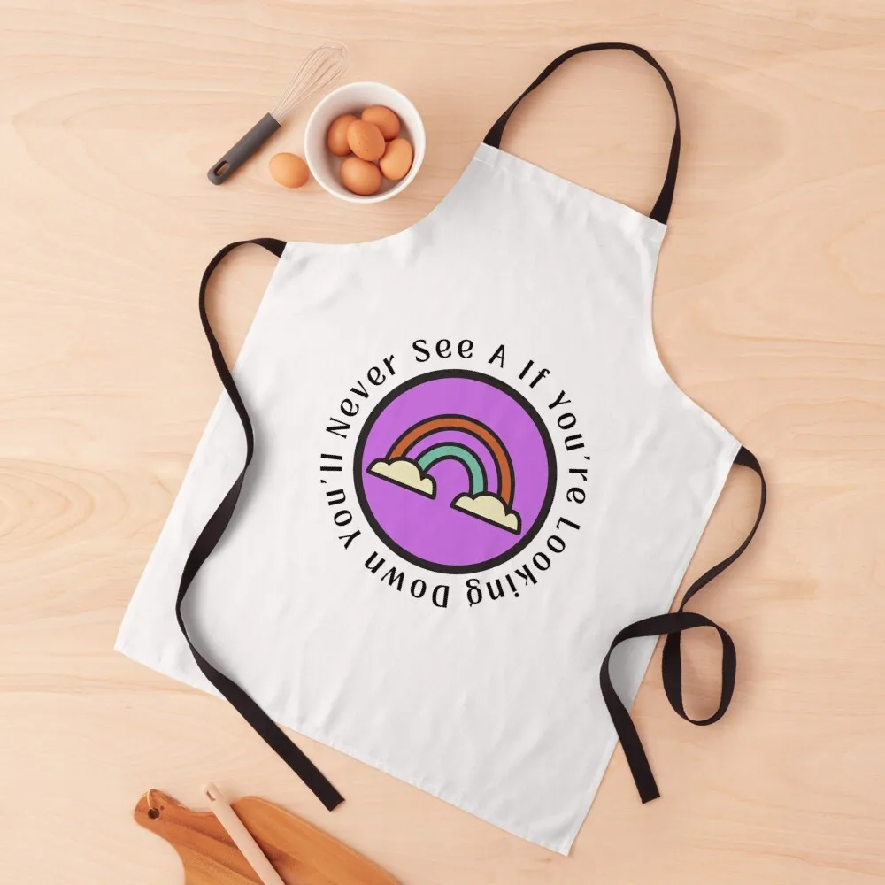 

Retro Rainbow you'll never see a rainbow if you're looking down Apron Men'S Kitchen Apron Woman Kitchen Aprons