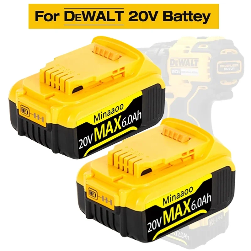 

20V 6.0Ah MAX Battery Power Tool Replacement for DeWalt DCB205 DCB 206 DCB181 DCB182 DCB200 20V 3A 5A 6A 18Volt 20v Battery