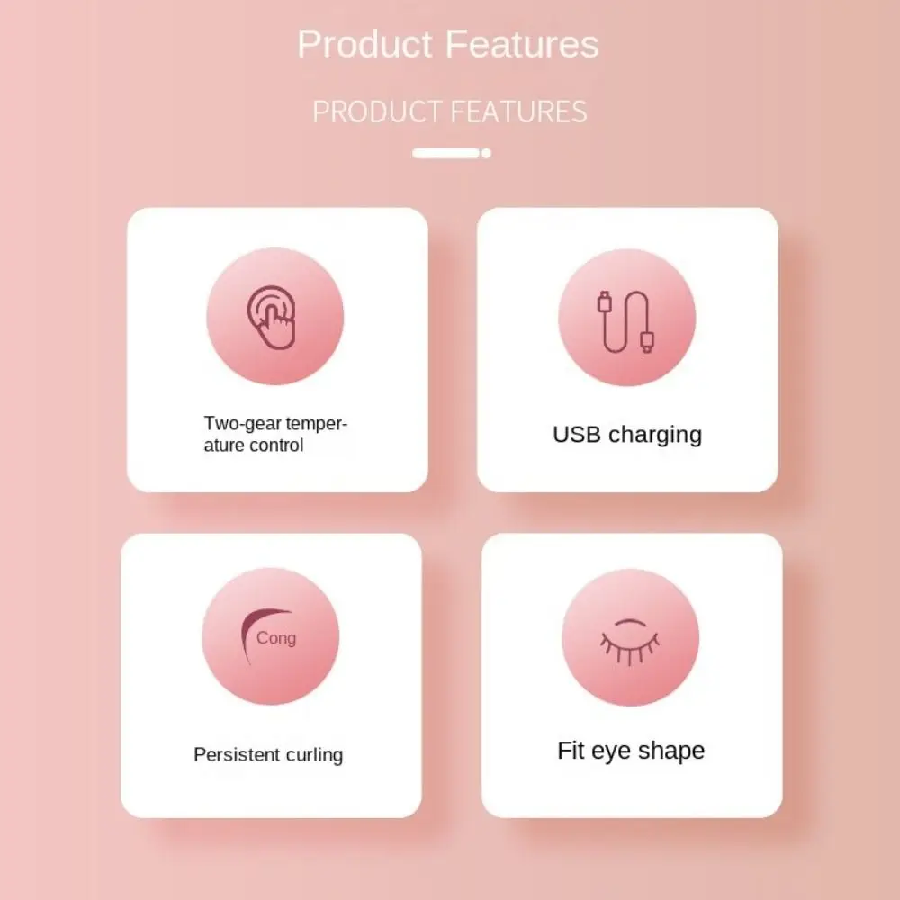 Natural Curl USB Rechargeable Temperature Control Makeup Accessories Electric Heated Eyelashes Curler Iron Perm Eyelashes Clip