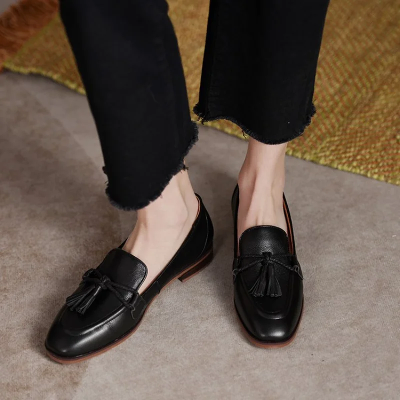Fashion Square-toed loafers Women Flats Shoes Classic Women Shoes PU Leather Casual Single Summer Ballerina Shallow Mouth Shoes