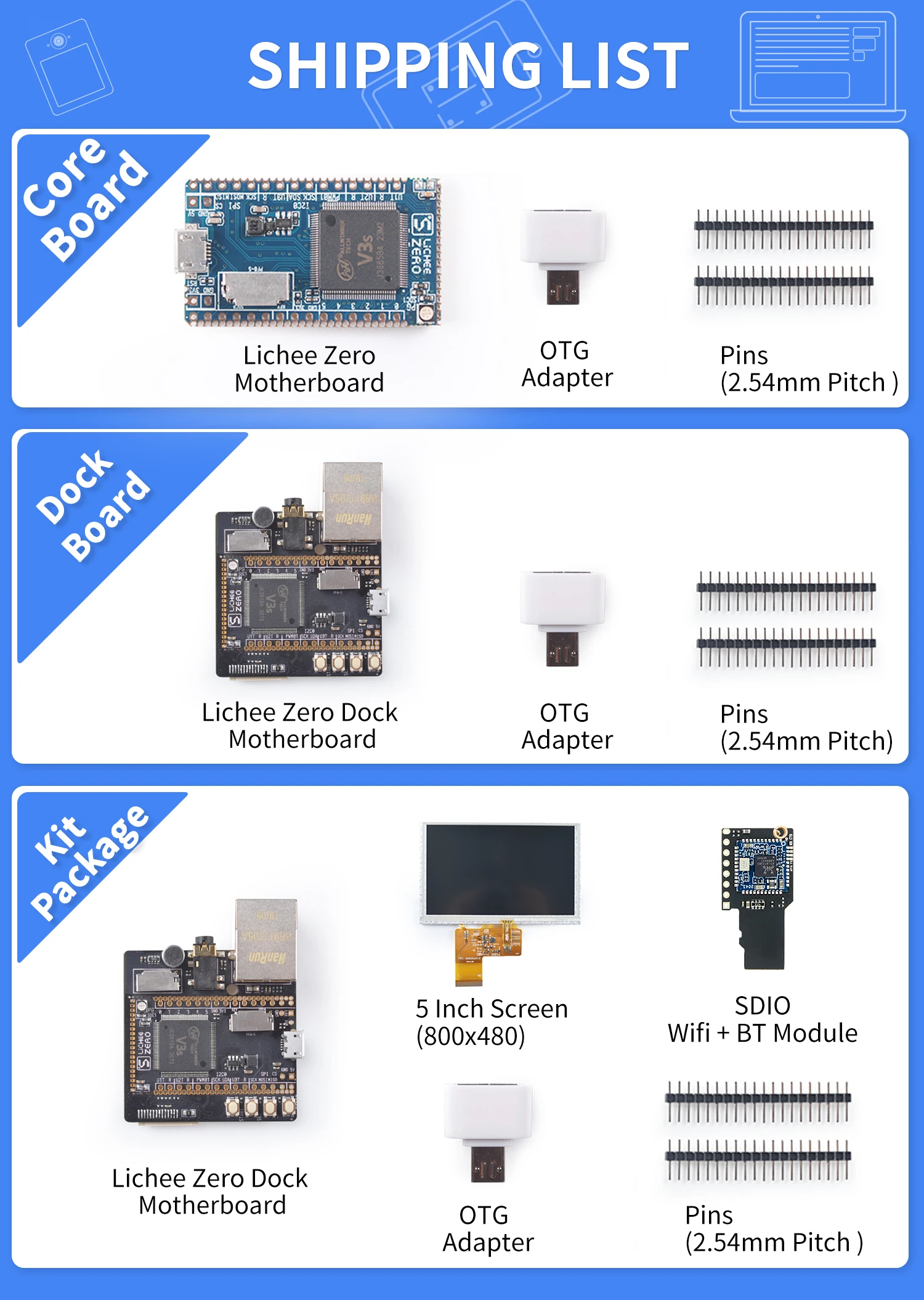 Sipeed Licheepi Zero Allwinner V3S SoC Mini linux board