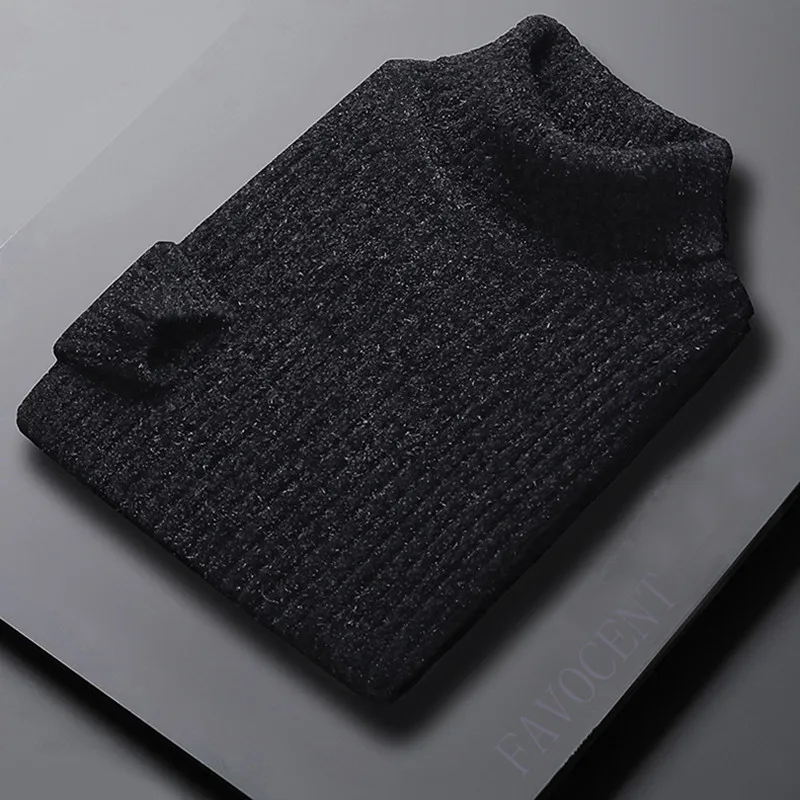 Autumn and Winter New Men's Turtleneck Sweater Male Slim Fit Solid Color Knitted Pullover Jumper Casual Warm Wear