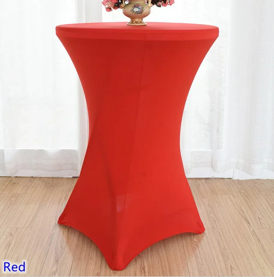 Table Cloth Wedding Birthday Party Decoration Cocktail Spandex Table Covers Round Cloth High Bar Banquet Hotel Show Solid Colour