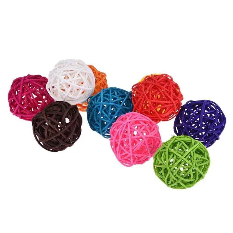 5/10pcs Colorful Rattan Balls Parrot Toys Bird Interactive Bite Chew Toys for Parakeet Budgie Cage Accessories Bird Toys 2
