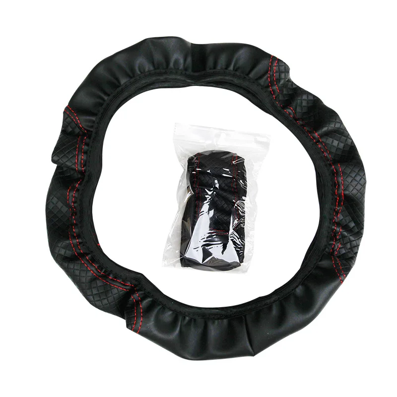 Car Steering Wheel Cover Artificial Leather Elastic Skidproof Auto Steering-Wheel Embossing Leather Over
