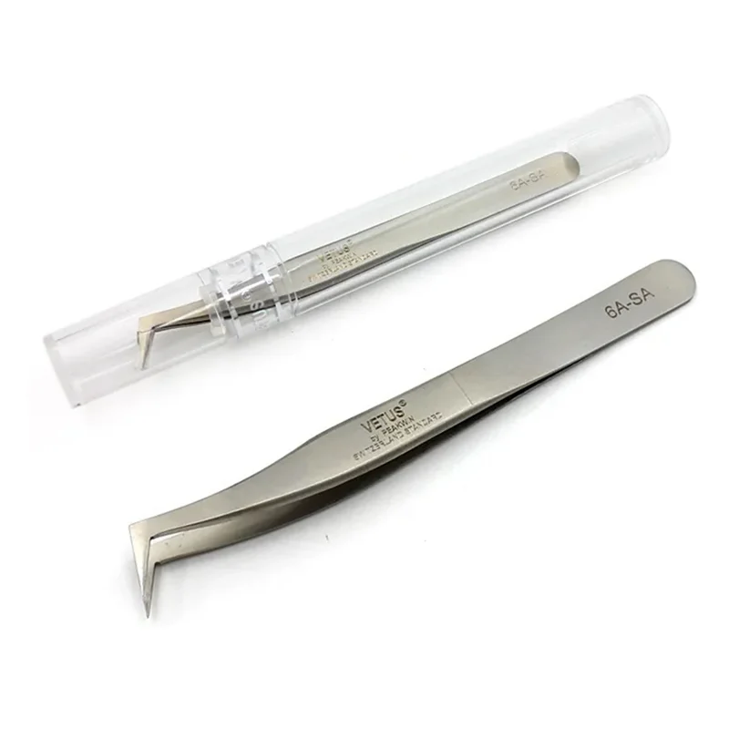 Eyelash Tweezers VETUS NEW 6A-SA Eyelash Tweezer 3D/6D Volume Eyelash Extension Best Quality Fan Lash Tweezer Watch Tools Makeup Tweezers
