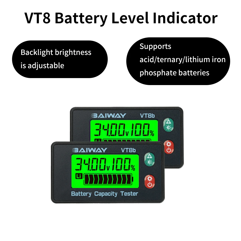 VT8 DC8-120V LCD 디지털 전압 배터리 용량 표시기 납산 리튬 배터리 ..