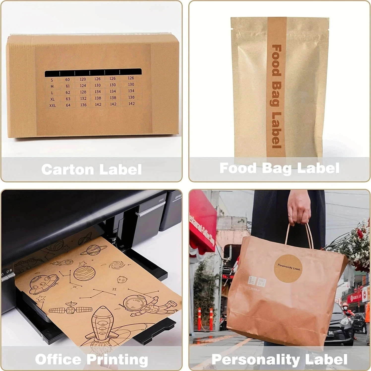 Description Picture 6 of itemA4 White/Kraft Printable Sticker Self Adhesive Sticker Label Matte glossy Paper Sheet for Laser Inkjet Printer Copier