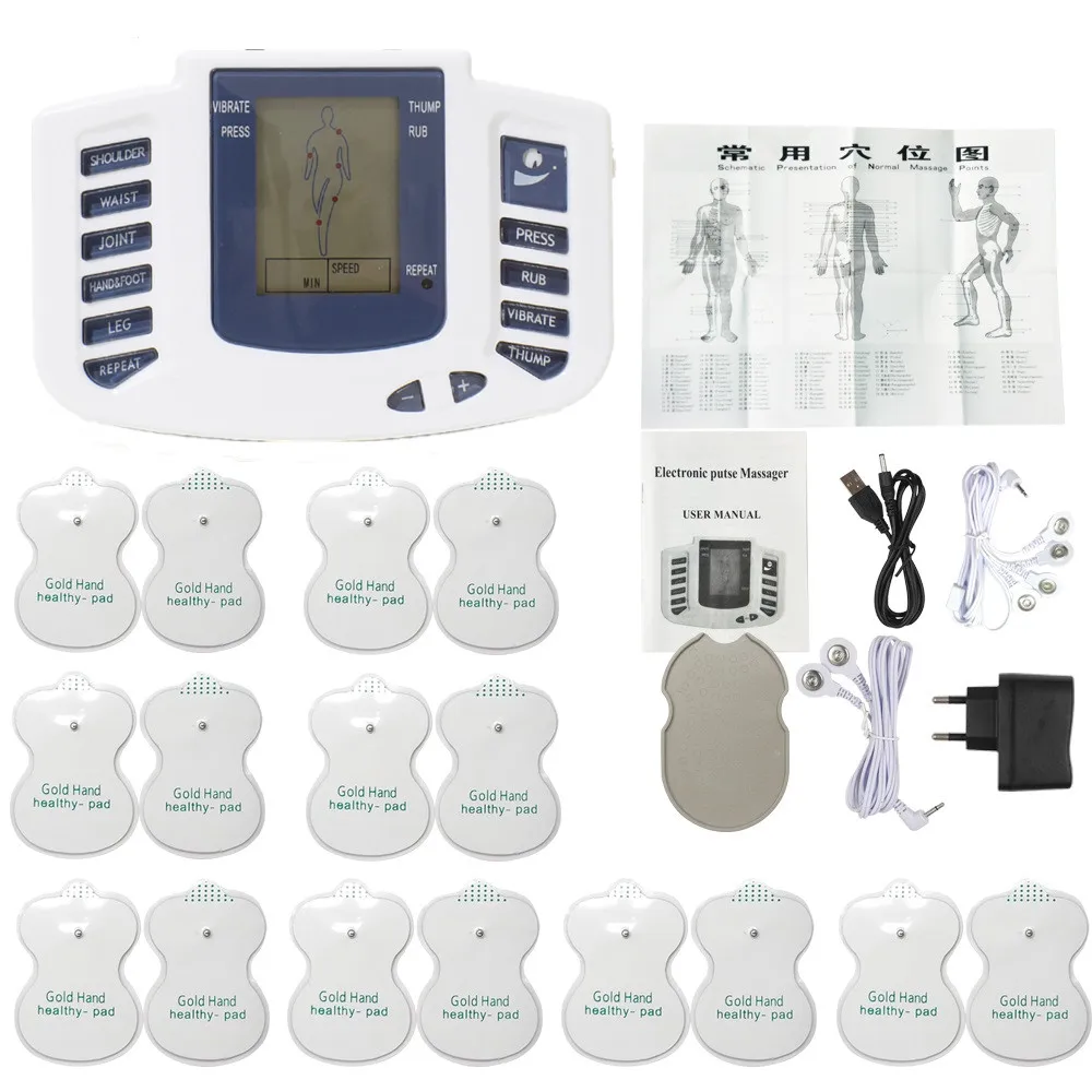 

JR-309A Electric Tens Muscle Stimulator Digital Muscle Therapy Full Body Massage Relax 16pads Pulse Ems Acupuncture Health Care