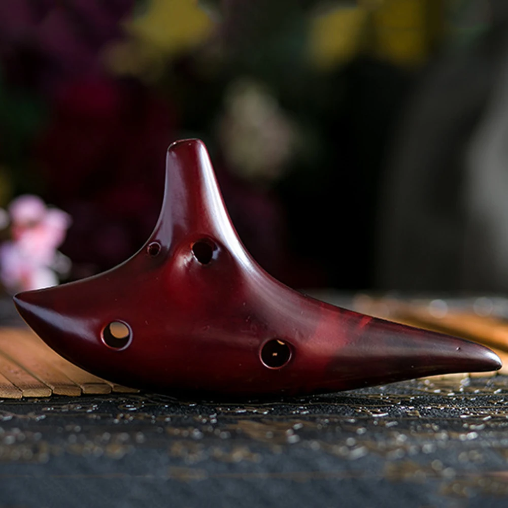 12 Hole Professional Ocarina Stable Intonation Alto C Tone Smokey Fired Ocarinas with Protective Bag for Kid Adult