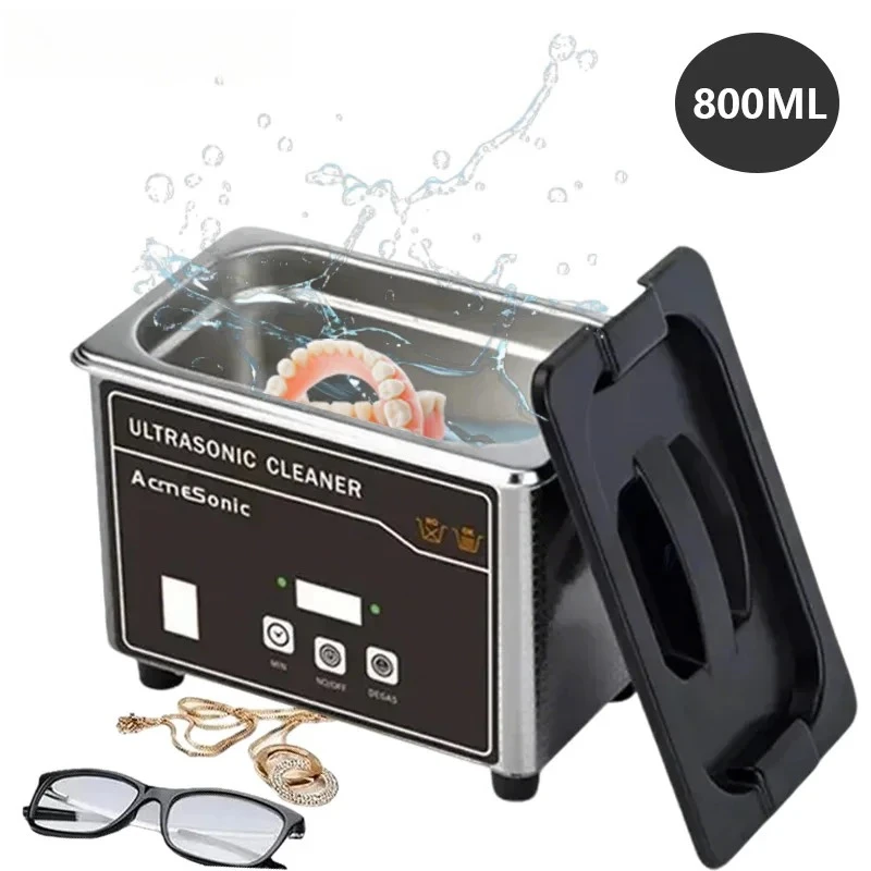 US 110V Portable Ultrasonic Cleaner, Stainless Steel Sonic Cleaning Machine for Jewelry, Eyeglasses, Dentures, Watches & Small Parts 1