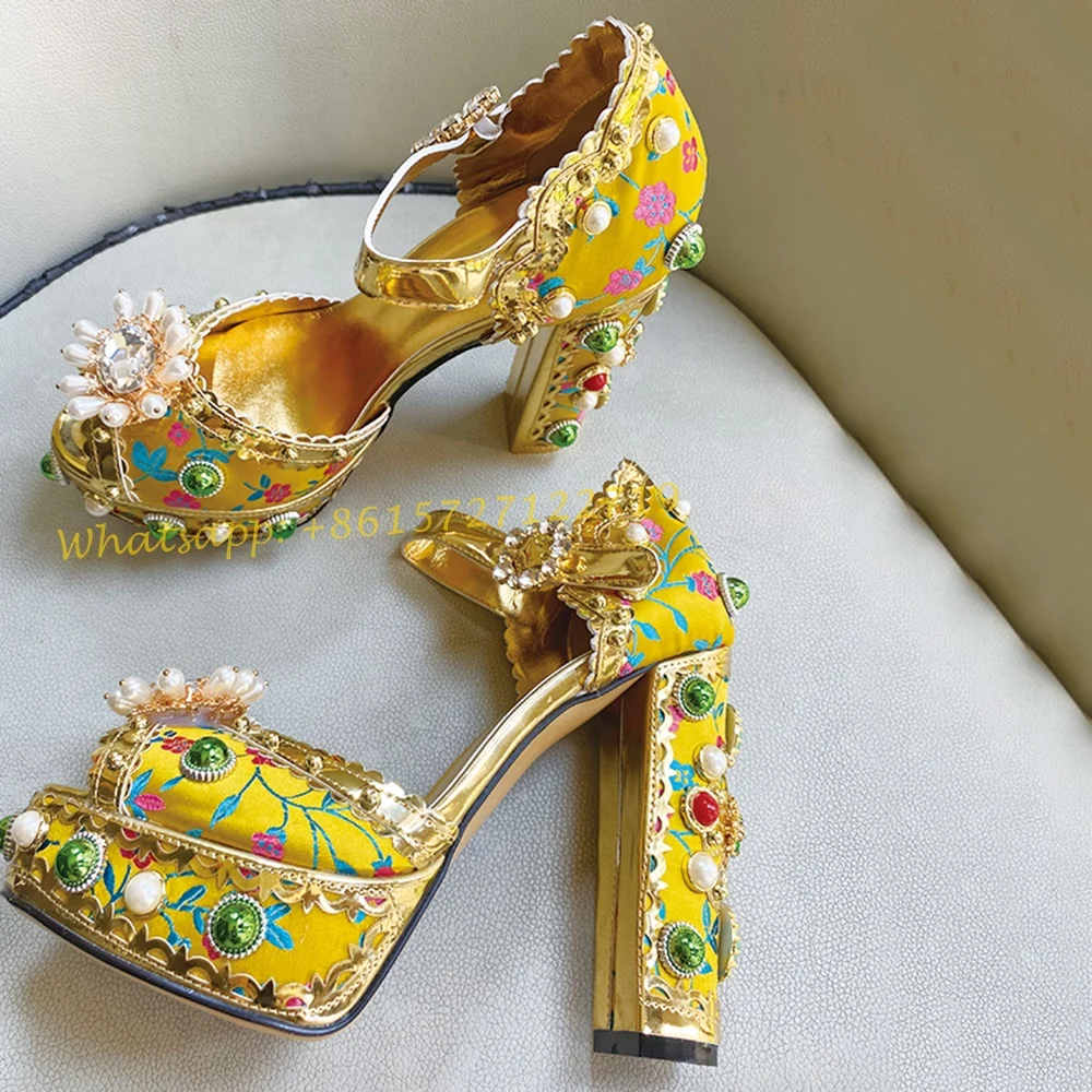Luksusowe platformy perła sandały z kryształkami bankiet Peep Toe wysokie sandały na obcasie mieszane kolory kobiety 2022 lato Studded Party buty