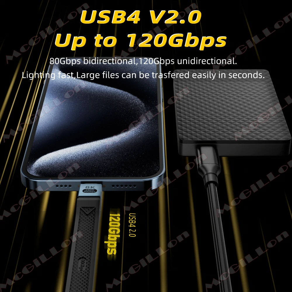 Premium Thunderbolt 5 USB-C to USB-C Cable – Fast Charging 240W, 16K Video, 80Gbps High-Speed Transfer