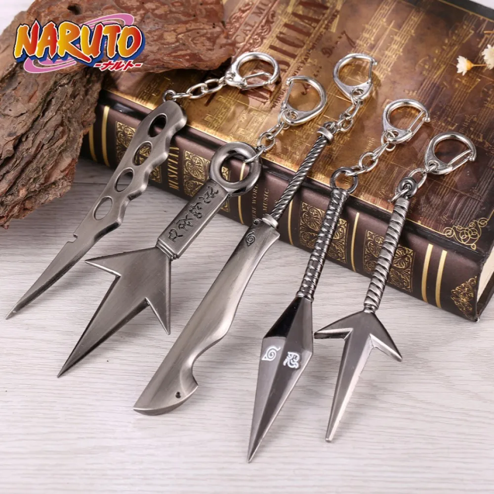 Naruto Weapon 10cm Uzumaki Naruto Uchiha Sasuke Earrings Anime Weapons Keychains Metal Katana Swords Samurai Gifts Toys for kids